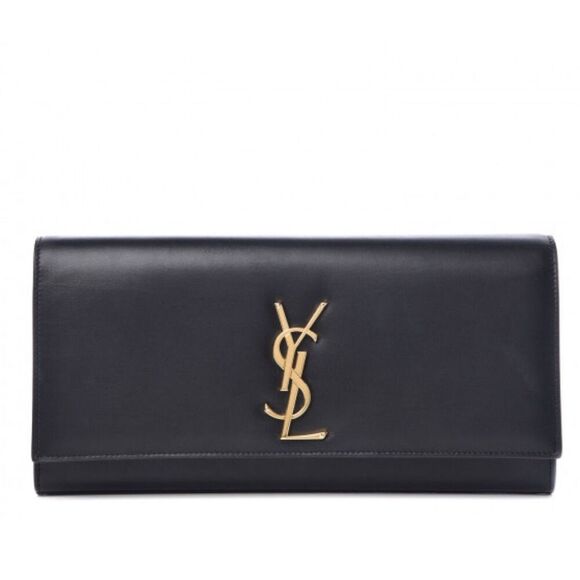 Saint Laurent Kate‎ Clutch Black Leather Gold Hardware Women's Bag - Picture 4 of 15